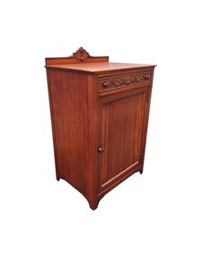 an old fashioned wooden cabinet on white background