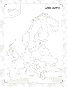 a blank map of europe with the country names