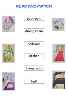 the words in this worksheet are to read and describe what room they are