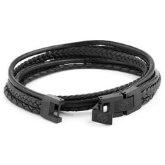 Black & Black Roy Leather Bracelet | In stock! | Lucleon Modern Black Braided Bracelets For Everyday, Modern Black Braided Bracelet For Everyday, Modern Black Leather Bracelet For Everyday Use, Black Leather Bracelet For Everyday Use, Modern Black Leather Bracelet For Everyday, Everyday Black Leather Braided Bracelet, Everyday Black Braided Bracelet With Leather Strap, Modern Black Leather Bracelet With Stainless Steel Clasp, Adjustable Black Leather Braided Bracelet