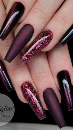 Burgundy Acrylic Nails, Burgundy Nail Designs, Plum Nails, Latest Nail Designs, Ombre Nail, Nail Time, Her Nails, Burgundy Nails, Makijaż Smokey Eye