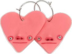 Playful Pink Heart Earrings As Gift, Playful Pink Heart Earrings For Gift, Playful Pink Heart Earrings For Valentine's Day, Quirky Pink Jewelry Gift, Quirky Pink Jewelry As A Gift, Fun Pink Heart-shaped Jewelry, Handmade Heart-shaped Novelty Earrings, Valentine's Day Heart-shaped Novelty Earrings, Pink Kawaii Heart Earrings For Valentine's Day