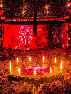 an aerial view of the ring of fire at a concert with people in the audience