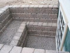 the steps are made out of bricks and cement