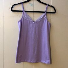 Nwt Ralph Lauren Beautiful Purple Cami With Lace At The Top!!!! Timeless Piece.Have Had This Tank Since 2005!!!! So Like Kinda Vintage!!!! Almost!!! Purple Cami Top, Obx Vibes, Purple Shirts, Purple Lace Top, Vintage Cami, Guts Tour, Tøp Aesthetic, Plum Pudding, Purple Crop Top