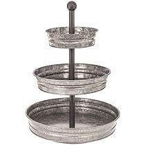 three tiered tray with metal handles