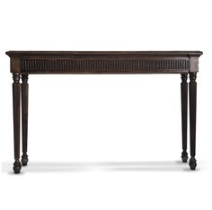 an antique console table with wooden legs and carved wood trimmings on the top