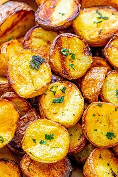 cooked potatoes with parsley on top