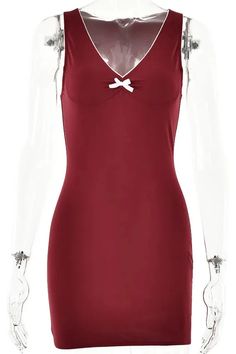 43588418601004|43588418633772|43588418666540 Red Mini Party Dress, Dress Streetwear, Tank Dresses, Neck Bow, Mini Party, Mini Dresses For Women, Bodycon Dress Parties, Bodycon Fashion, Streetwear Y2k