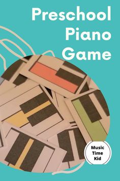 a pile of pieces of paper with the words preschool piano game