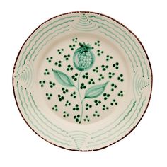 Spanish plates, green and white, poppy waves, two webster, kitfchenware Green Dinner Plates, Hand Painted Dishes, Pomegranate Design, White Dinner, White Dinner Plates, Antique Pottery, Painted Plates, Hand Painted Plates, Dinner Plate Sets