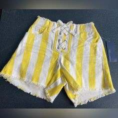 Questions? Leave A Comment Below! Bundle & Save! Send Me An Offer! New To Poshmark? If So, Welcome! Use Code Amandasresell For $10 Off Your First Purchase! Shorts Ideas, Lace Up Shorts, Distressed Bermuda Shorts, Wrap Skort, Elastic Waist Jeans, White Jean Shorts, Orange Shorts, Girls Stripes, Jeans Kids