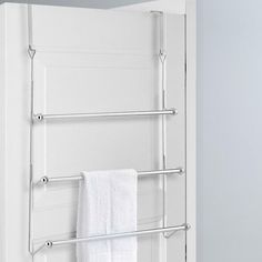 an over the door towel rack is shown