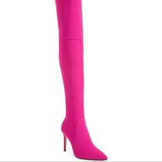 Brand New. Thigh Stretch Boots With Interior Ankle Zip Above Knee Boots, Lace Up Heel Boots, Pointy Toe Boots, Stretch Boots, Dramatic Style, Pink Boots, Socks And Heels, Pointed Toe Boots, Black Suede Heels