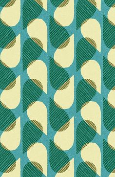 a blue and yellow abstract pattern with wavy lines on the bottom, in shades of teal