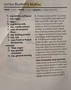 the recipe for jumbo blueberry muffins