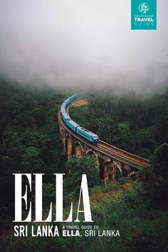 a train traveling over a bridge in the middle of a lush green forest covered hillside