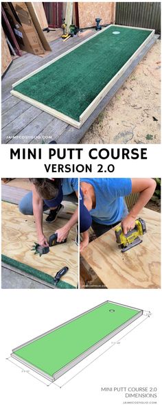 the instructions for how to build an outdoor mini - golf course with wood and grass