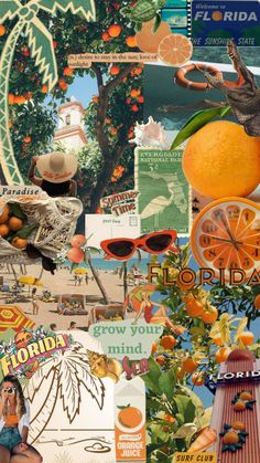 a collage of oranges and other things