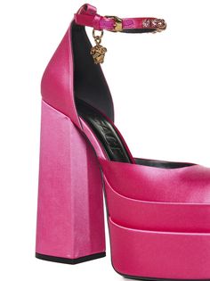 ->viscose, 72% Natural (other)->silk, 28% Medusa Aevitas Platform, Pink Medusa, Versace Pumps, Versace Pink, Versace Gold, Versace Shoes, Gold Pumps, Pink Pumps, Satin Heels