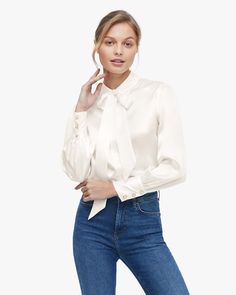 Chic Office Wear Shirt, Elegant Tie Neck Blouse For Work, Elegant Tie Neck Shirt For Workwear, Chic Office Shirt For Fall, Classic Padded Blouse For Office, Feminine Tie Neck Formal Tops, Feminine Formal Tie Neck Tops, Elegant Button-up Tops For Work, Chic Shirt For Office Wear In Fall