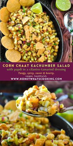 corn chaat kachumber salad with parsley and cilantro - tamari dressing