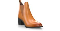 Everyday Booties 8186 Elegant Brown Leather Boots, Casual Leather Heeled Boots With Almond Toe, Casual Leather Heeled Boots With Closed Toe, Casual Leather Heels With Leather Sole, Classic Leather Heeled Boots With Round Toe, Chic Leather Chelsea Boots With Round Toe, Elegant Cognac Leather Boots, Casual Leather Heels With Rubber Heel Cap, Casual Leather Heeled Boots With Leather Sole