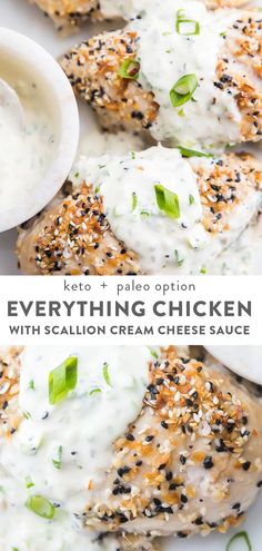 chicken with scallion cream cheese sauce on top