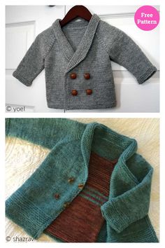 two pictures of sweaters with buttons on them