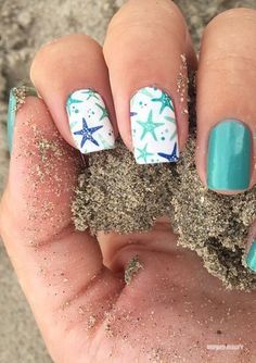 Nail Art Summer Beach, Beach Nail Art Designs, Nail Holiday, Beach Themed Nails, Beach Nail Art, Beach Nail Designs, Gel French Manicure, Summer Nails Beach, Nail Design Inspiration