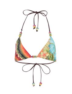 FINLEA BIKINI TOP - MULTI : TROPICAL FLORAL Beach Triangle Halter Top With Padded Cups, Multicolor Triangle Halter Top For Vacation, Padded Triangle Top Halter For Beach, Triangle Halter Top For Pool Vacation, Triangle Top Halter For Pool Vacation, Padded Triangle Halter Top For The Beach, Vacation Triangle Halter Top For Pool, Triangle Top Halter With Padded Cups For Beach, Tropical Triangle Halter Top With Adjustable Straps