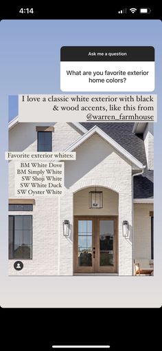 the front page of a real estate agent's website, with an image of a white house