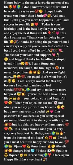 a black background with colorful emoticions on it and the words happy birthday written in different languages