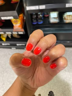 Bright Fall Nail Colors, Bright Red Summer Nails, Summer Red Nails, Gel Manicure Colors, Dip Nail Colors, Bright Red Nails, Nail Time, Subtle Nails, Gelish Nails