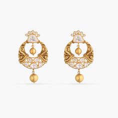 Vachi Moissanite Chandbali Silver Earrings Luxury Yellow Gold Chandbalis With Intricate Design, Luxury Fusion Chandbalis With Intricate Design, Semi Precious Stones, Gold Plated Silver, Stone Settings, Floral Motif, Antique Gold, Semiprecious Stones, Precious Stones