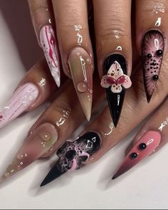 Orchid Nails, Punk Nails, Cherry Nails, Unique Acrylic Nails, Nail Swag, Spring Nail Art, April 7, Funky Nails