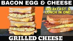 bacon egg cheese breakfast and lunch in one grilled cheese sandwich