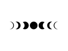 four phases of the moon are shown in black and white, with one half visible