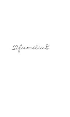 the word familla written in cursive writing on a white paper background