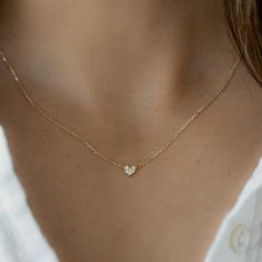 Dainty Heart Necklace, Engraved Heart Necklace, Tiny Heart Necklace, Chain Heart, Waterproof Jewelry, Gold Heart Necklace, Silver Heart Necklace, Demi Fine Jewelry, Tiny Heart