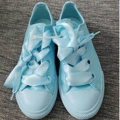 Nib New In Box Converse Light Blue Cinderella Color Large Eyelet Ribbon Laces Low Profile Shoes Sneakers Girls Size 9 / 9c Toddler Shoes Sneakers Girls, Toddler Converse, Converse Chuck Taylor White, Ribbon Laces, All Star Shoes, Nike Tennis Dress, Black Converse, Kids Converse, Swim Shoes