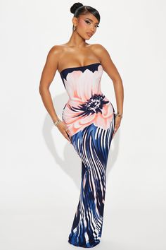 Available In Navy/combo. Maxi Dress Strapless Straight Neckline Stretch Disclaimer: Print Placement May Vary. 95% Polyester 5% Spandex Imported | Sarah Floral Maxi Dress in Navy Blue size 3X by Fashion Nova Met Gala Outfits, Tight Dress Outfit, Maxi Dress Navy, Classy Casual, Classy Casual Outfits, Floral Maxi, Birthday Dresses, Matching Dresses, Floral Maxi Dress