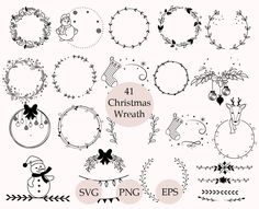 christmas wreaths and frames clip art