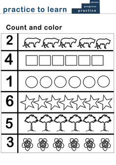 a worksheet with numbers and symbols for counting to learn count and color, including elephants