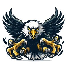 an eagle mascot with claws spread out