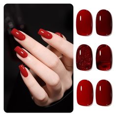 PRICES MAY VARY. Shiny Gel Polish: Apply gel top coat for stylish glossy finish; or apply matte top coat for winter velvet finish. Package Includes: 6 gel polish colors of 0.22 fl.oz (6.5ml) each. Basic gel nail set to enjoy the nail art from the comfort of your own home! Easy To Use: Cure with UV light for 60s to a complete dry. Long-Lasting: Up to 4 weeks if properly applied base coat & top coat. Tips: Buff your nail bed lightly before applying to prevent early peeling off. GAOY Viva Chili Gel Opi Big Apple Red, Red Gel Polish, Gel Nail Set, Wine Nails, Glitter Manicure, Red Jelly, Nail Bed, Red Nail Polish, Gel Nail Colors