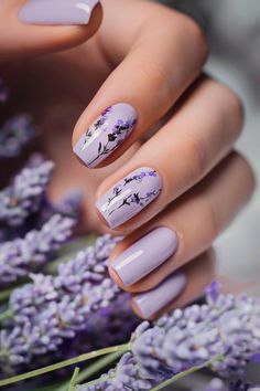 Close-up of a manicured hand with purple nail art similar to surrounding lavender flowers. Acrylic Nail Trends, Summer Nail 2024 Trends Purple, Tip Nail Ideas, French Tip Nail Ideas, Vintage Nail Art, Classic French Tip, Nude Polish, Summer Nail Ideas, Bright Summer Nails