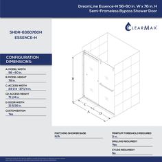 the back side of a shower with measurements