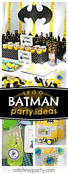 a batman party with yellow and black decorations