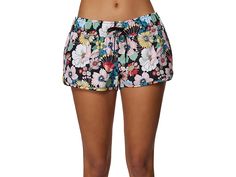 O'Neill Laney 2 Printed Stretch Boardshorts - Women's Swimwear : Black : The primary materials that compose this product contain a minimum of 20 percent recycled content. ; Go swimming and surfing wearing the O'Neill Laney 2 Printed Stretch Boardshorts that are made of comfortable fabric. HyperDry DWR coating offers ease in water and dries quickly. Elasticized waist with drawcord. Hidden mesh key/card pocket on the interior. Slight dolphin hem. Allover printed design. 53% REPREVE polyester, 37% Board Shorts Women, Black Swimwear, Swim Skirt, Elastic Waist Shorts, Board Shorts, Swim Shorts, Boho Shorts, Workout Shorts, Womens Swimwear